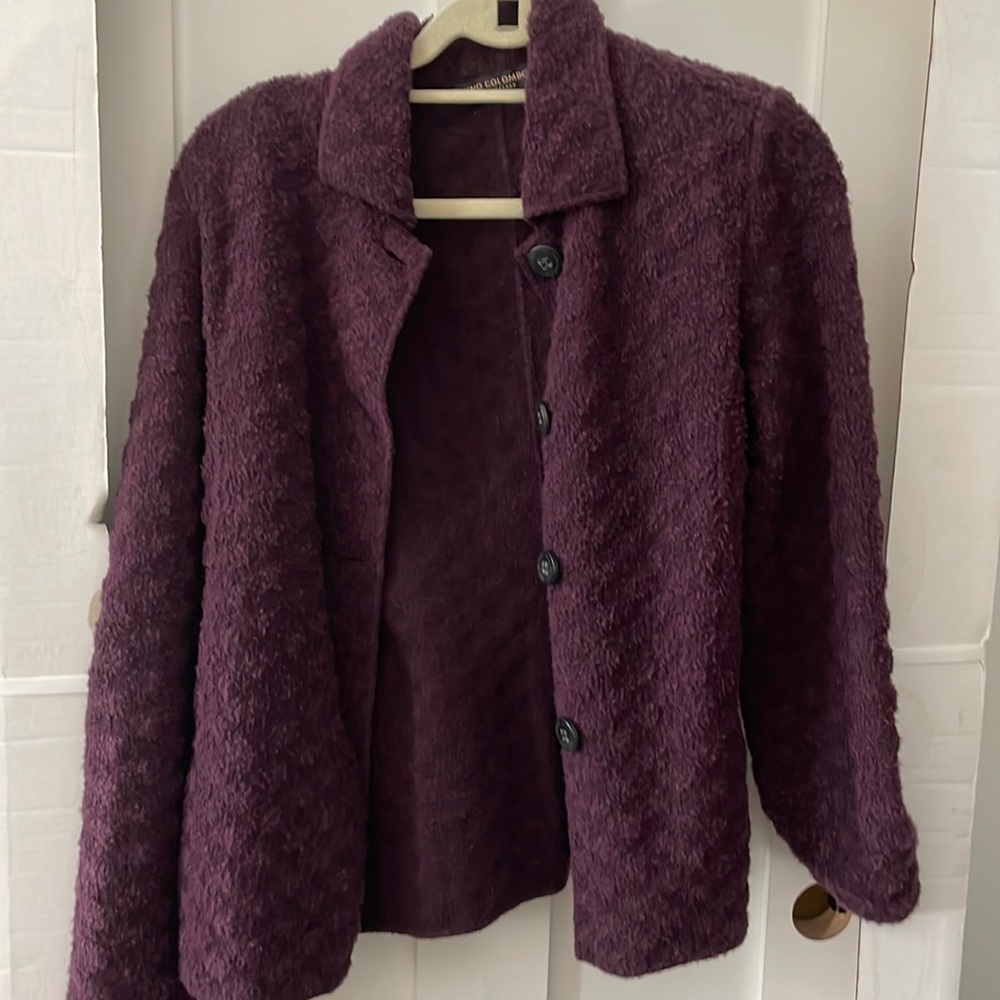 Nino Colombo Cranberry Wool Button Down Jacket